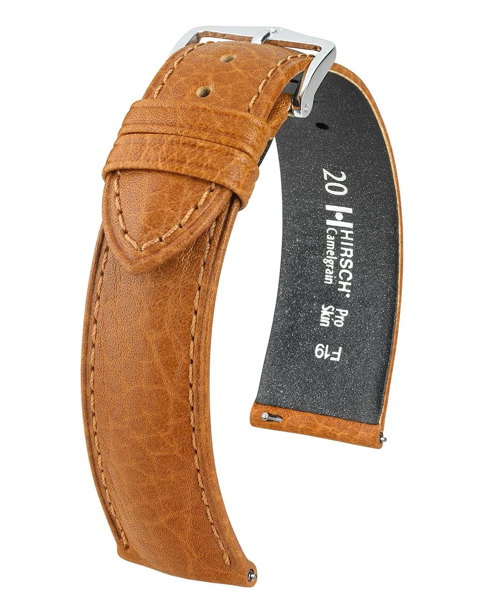 Hirsch mézbarna borjú bőr óraszíj  18mm - Camelgrain XL - 01009210-2-18