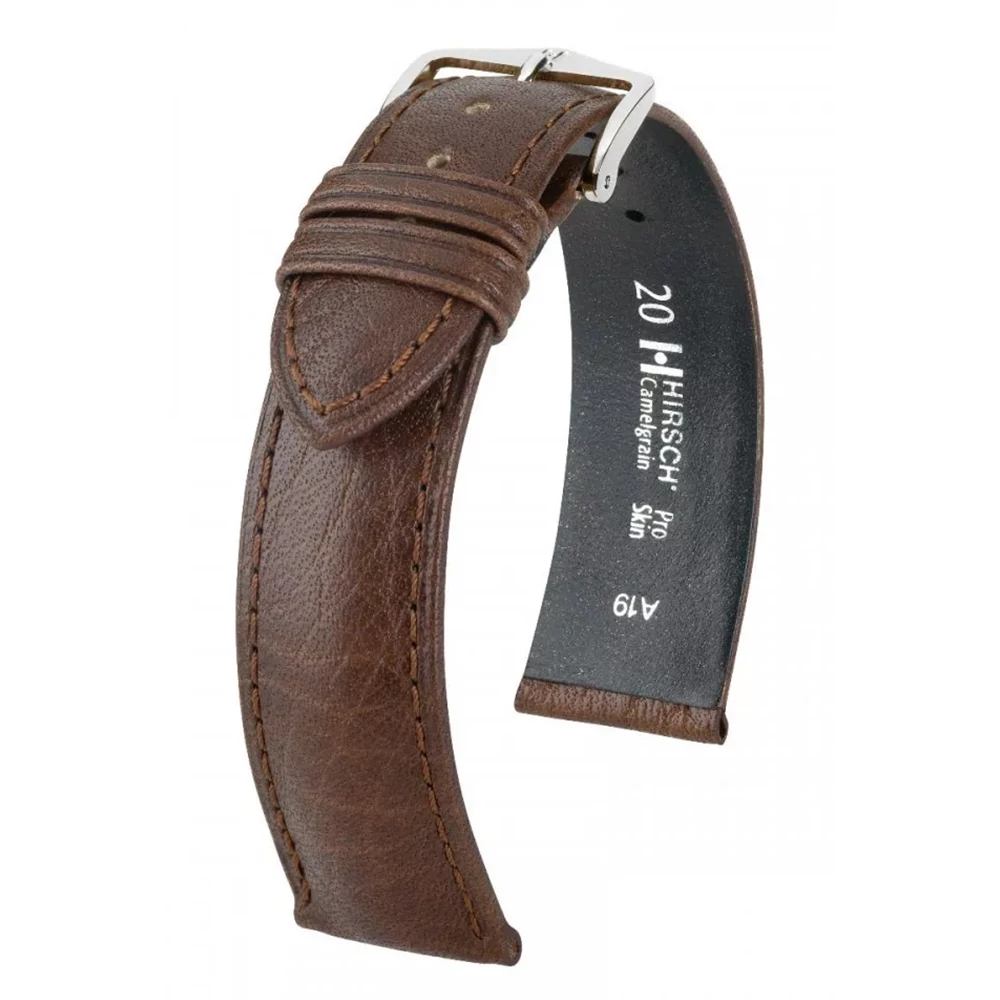 Hirsch sötétbarna borjú bőr óraszíj  18mm - Camelgrain XL NQR - 01009215-2-18