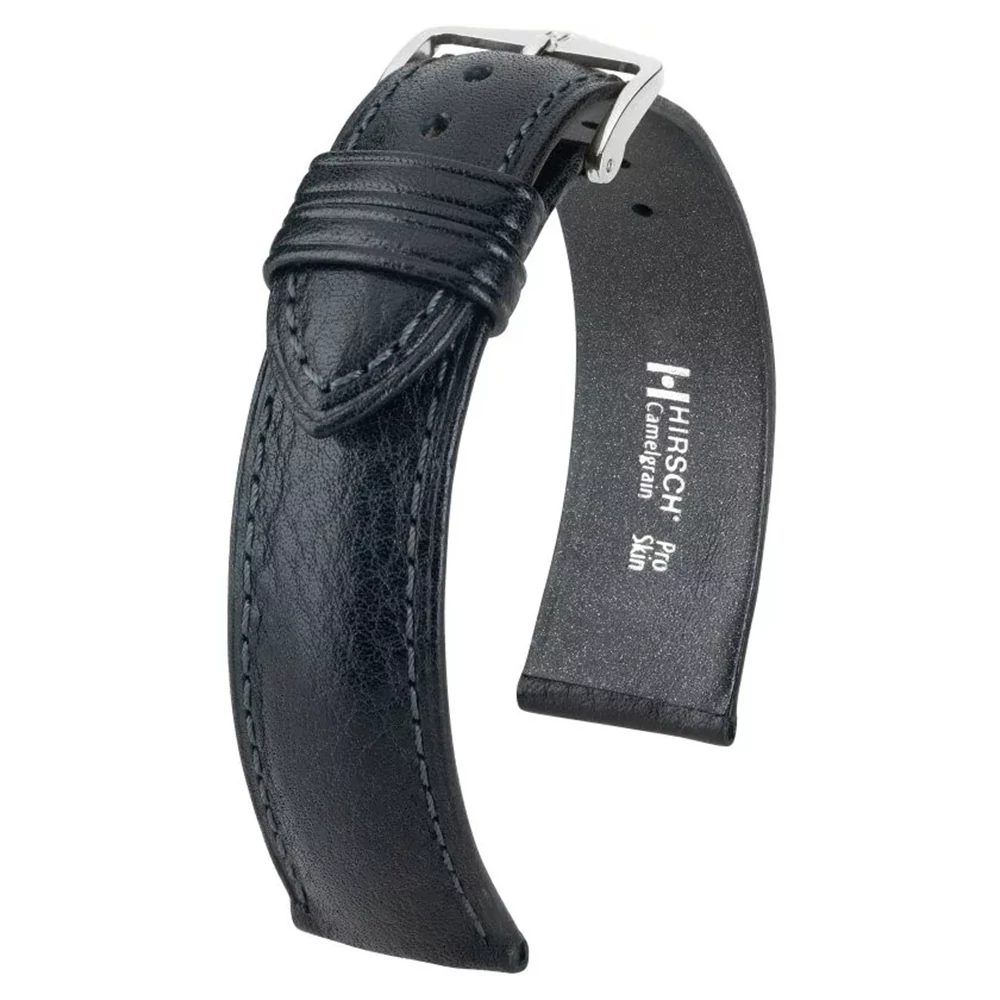 Hirsch fekete borjú bőr óraszíj  18mm - Camelgrain XL - 01009250-2-18