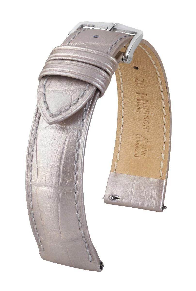 Hirsch ezüst borjú bőr óraszíj  18mm - Duke Metallic M - 01027130-2-18