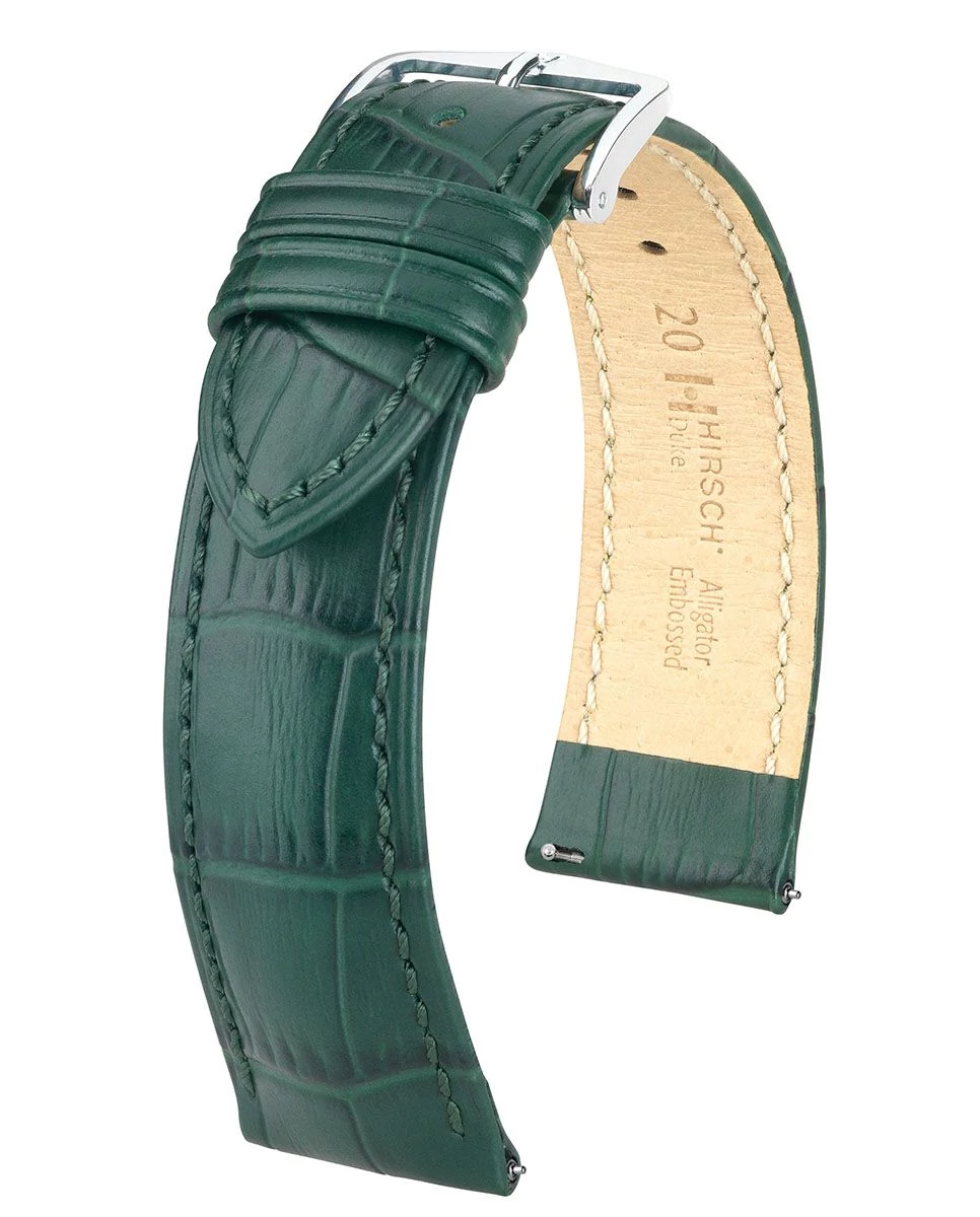 Hirsch sötétzöld borjú bőr óraszíj  18mm - Duke L - 01028040-2-18