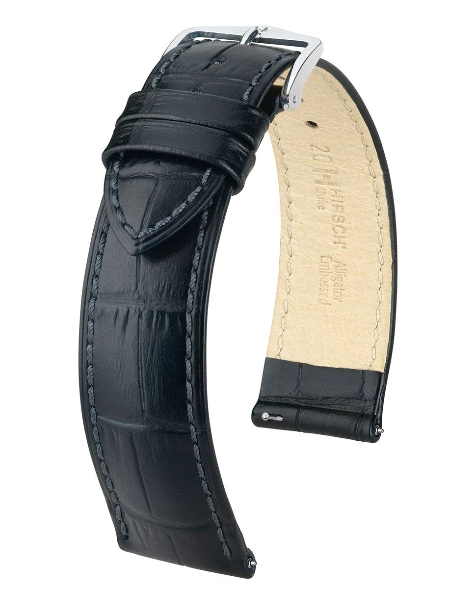 Hirsch fekete borjú bőr óraszíj  12mm - Duke L - 01028050-2-12