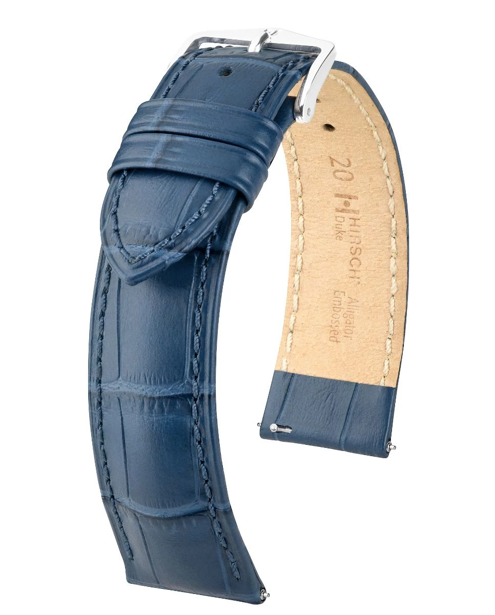 Hirsch kék borjú bőr óraszíj  18mm - Duke L - 01028080-2-18
