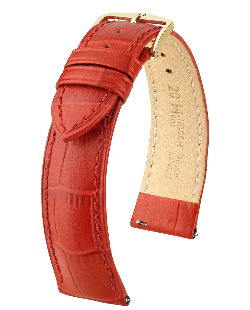 Hirsch piros borjú bőr óraszíj  12mm - Duke M - 01028120-1-12