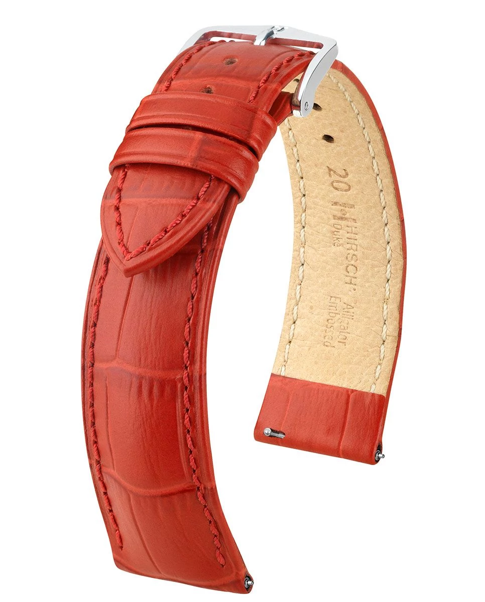 Hirsch piros borjú bőr óraszíj  18mm - Duke M - 01028120-2-18