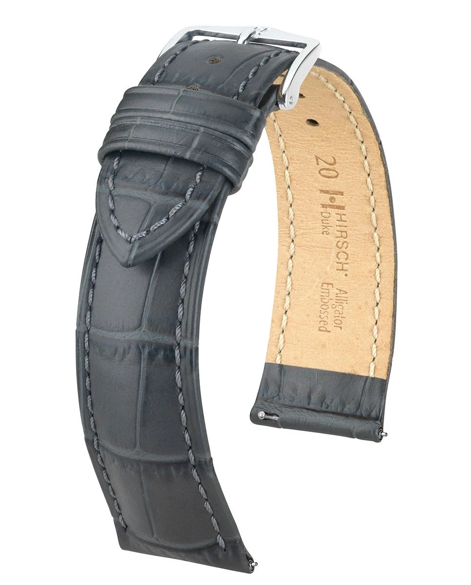 Hirsch szürke borjú bőr óraszíj  12mm - Duke M - 01028130-2-12