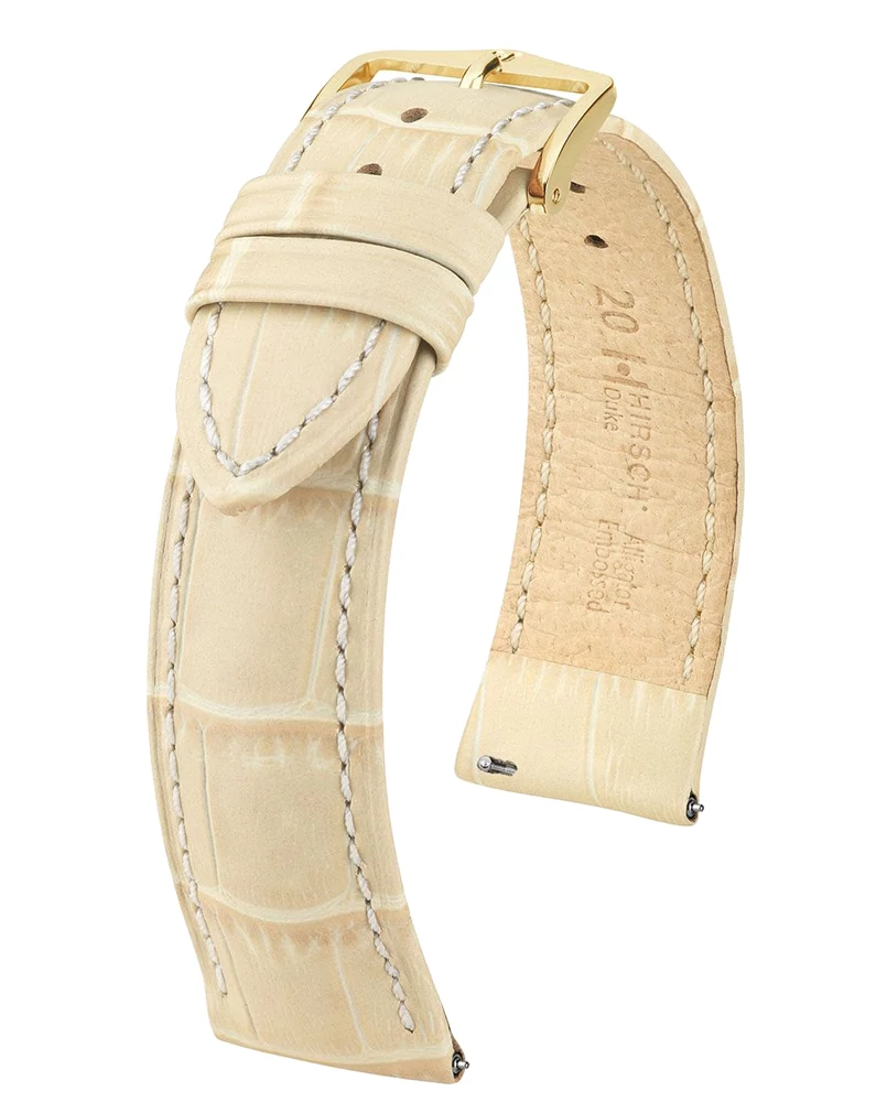 Hirsch bézs borjú bőr óraszíj  12mm - Duke M - 01028190-1-12