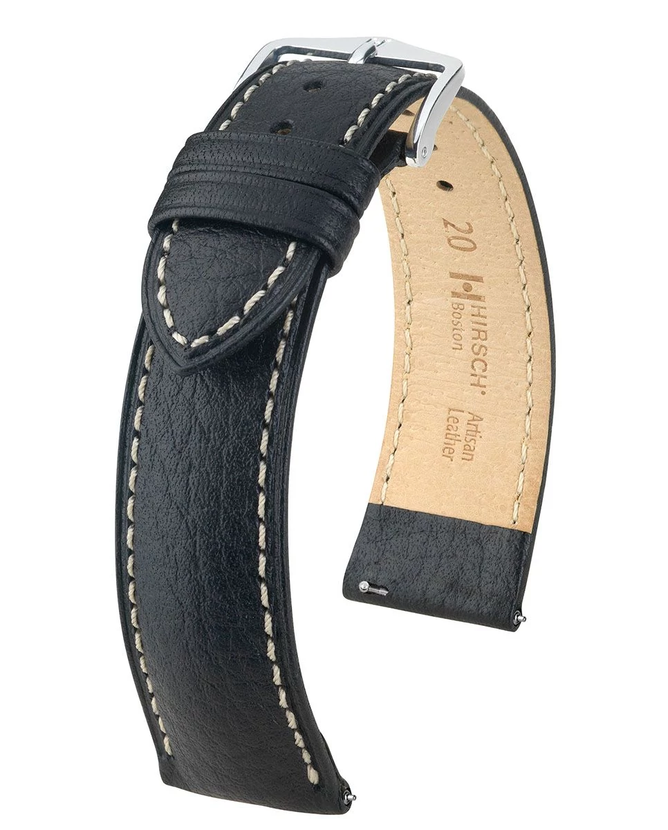 Hirsch fekete borjú bőr óraszíj  18mm - Boston M NQR - 01302150NQ-2-18