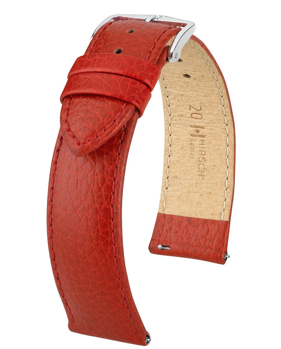 Hirsch piros borjú bőr óraszíj  18mm - Kansas L - 01502020-2-18