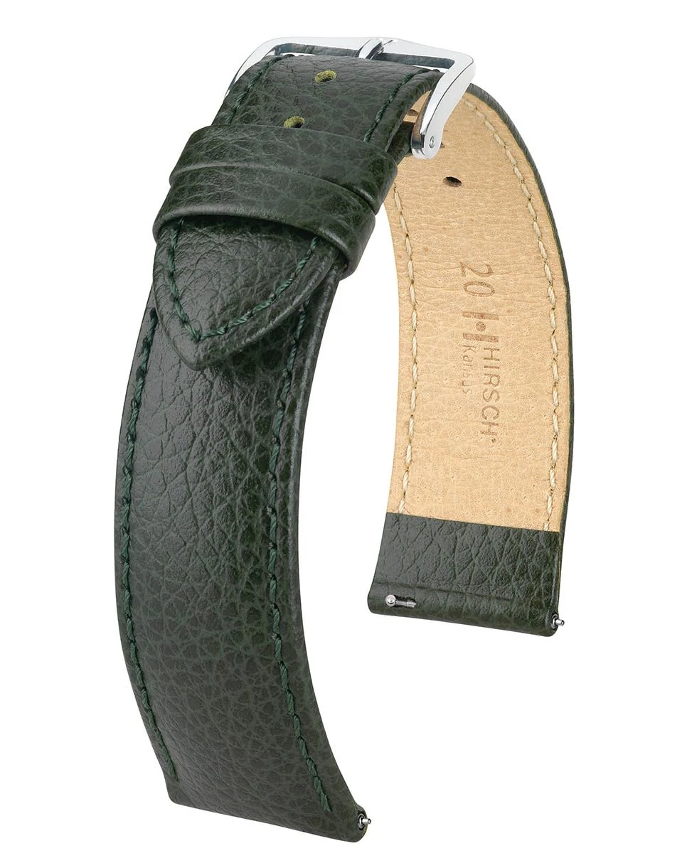 Hirsch zöld borjú bőr óraszíj  18mm - Kansas L - 01502040-2-18