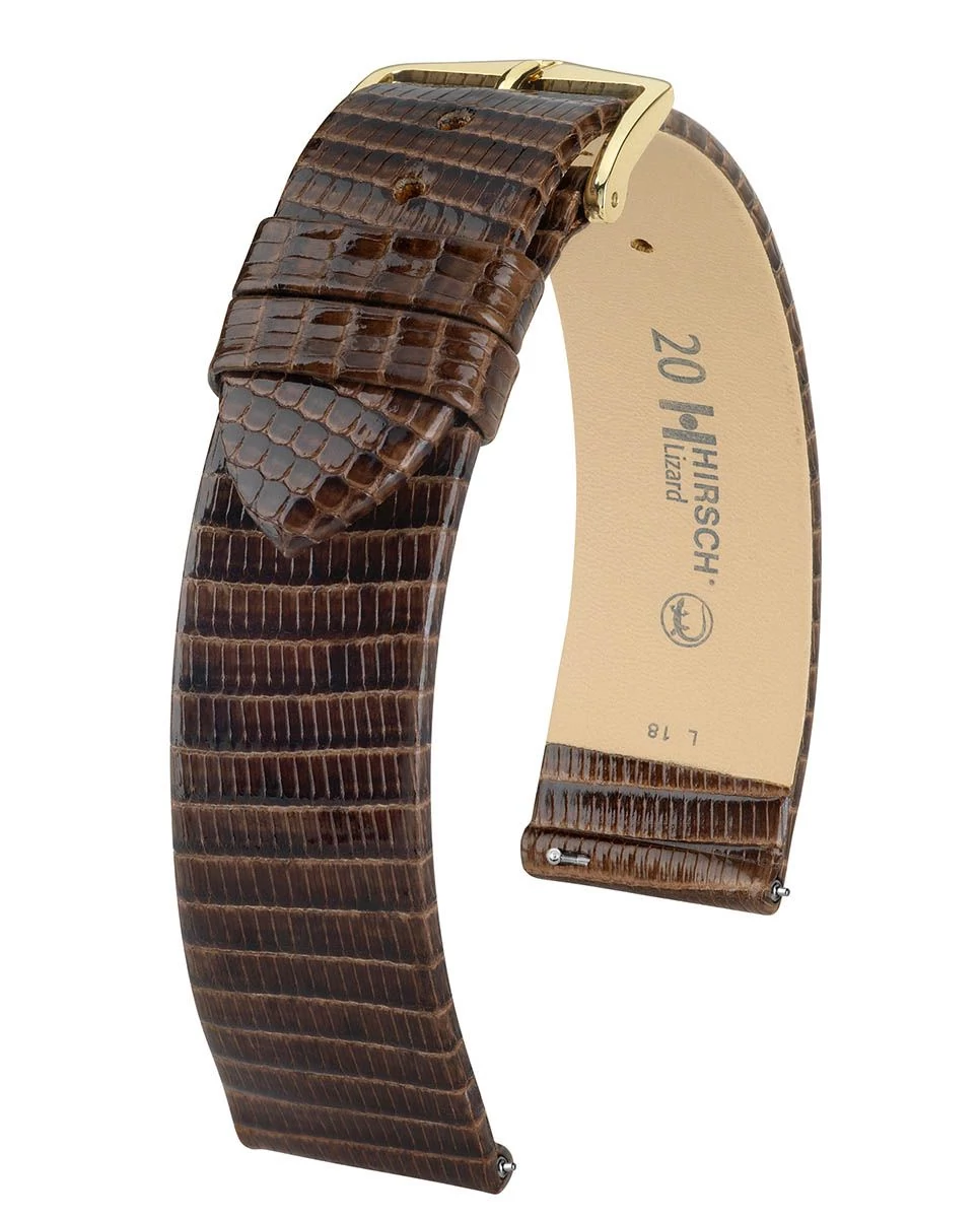 Hirsch barna gyík bőr óraszíj  18mm - Lizard XL - 01766210-1-18