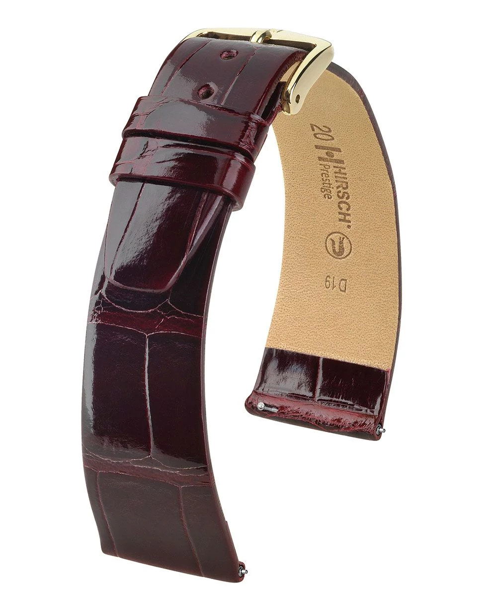 Hirsch bordó aligátor bőr óraszíj  14mm - Prestige M - 02307160-1-14