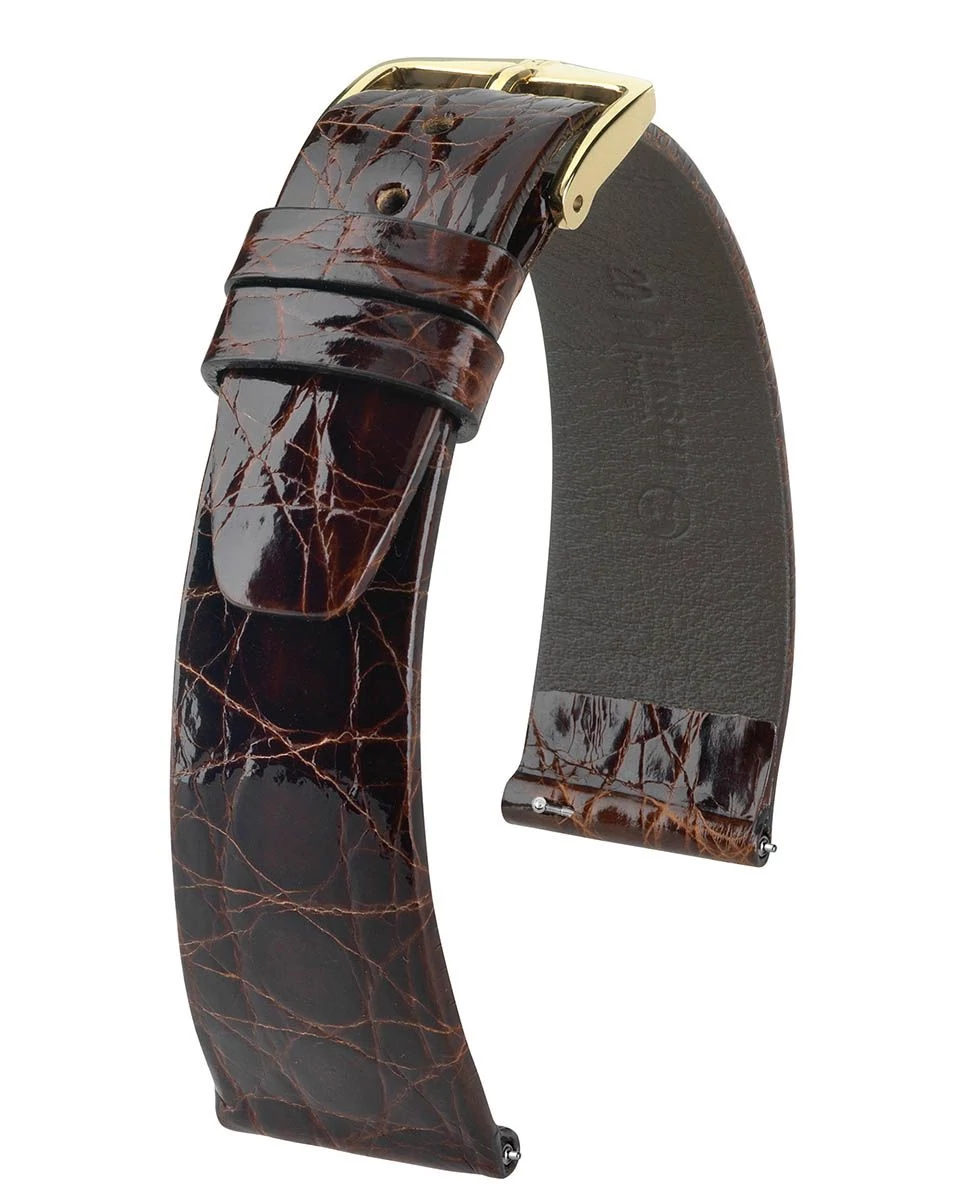 Hirsch barna kajmán bőr óraszíj  14mm - Prestige M - 02308110-1-14