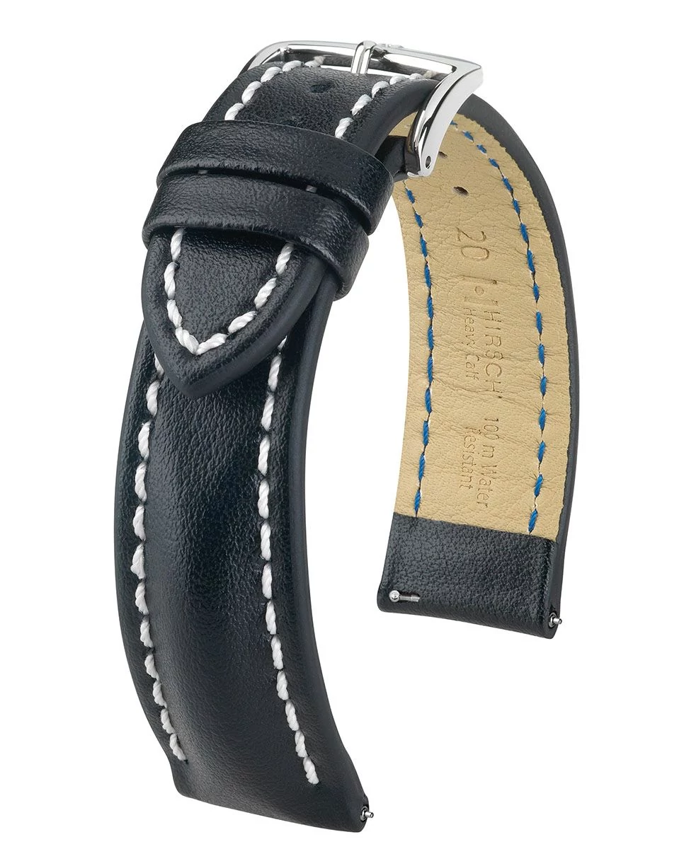 Hirsch fekete borjú bőr óraszíj  22mm - Heavy Calf L - 02475050-2-22