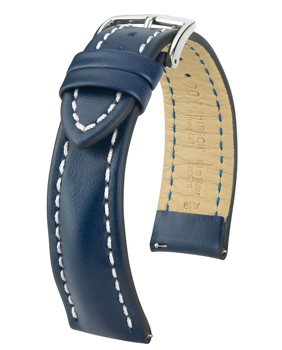Hirsch kék borjú bőr óraszíj  22mm - Heavy Calf L - 02475080-2-22