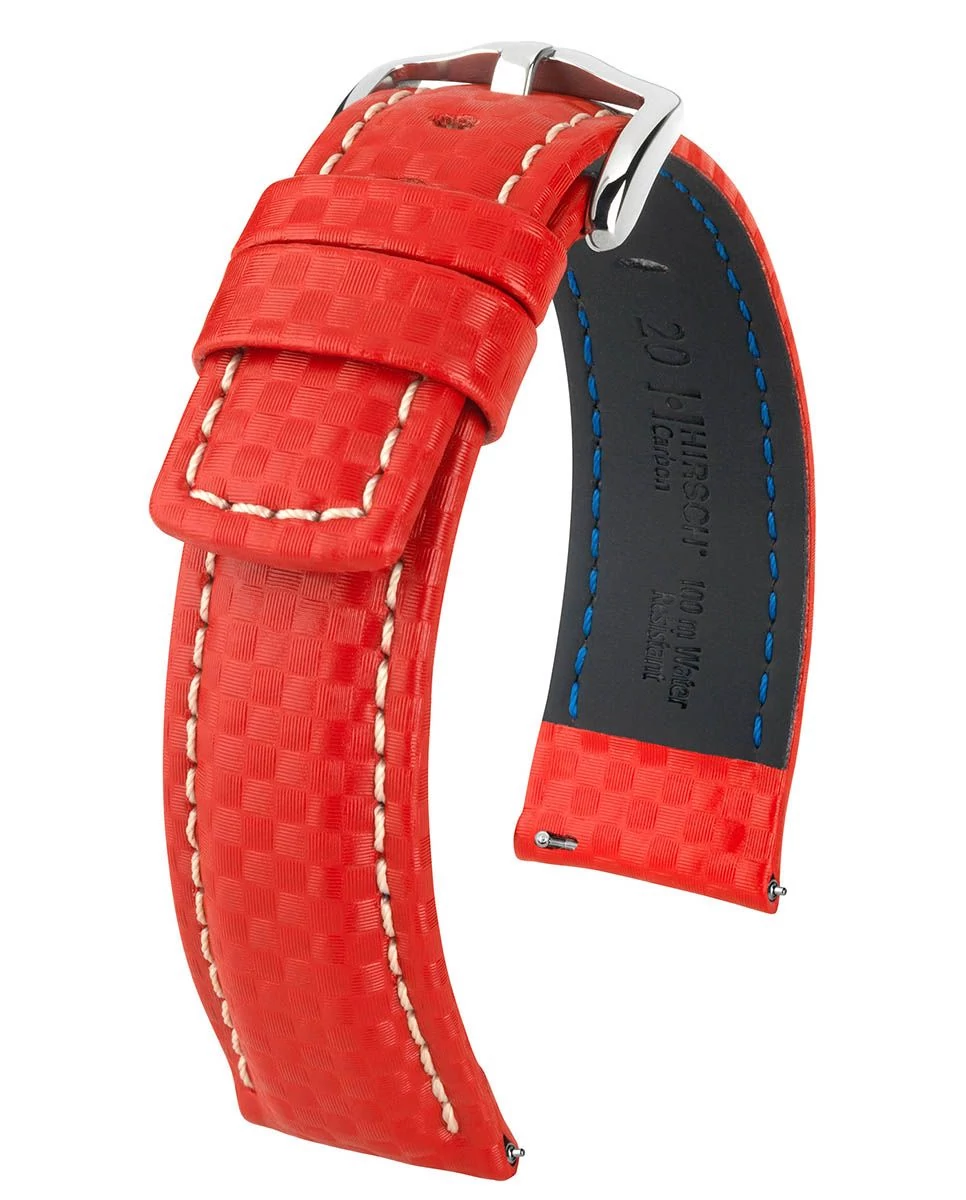 Hirsch piros borjú bőr óraszíj  20mm - Carbon L - 02592020-2-20