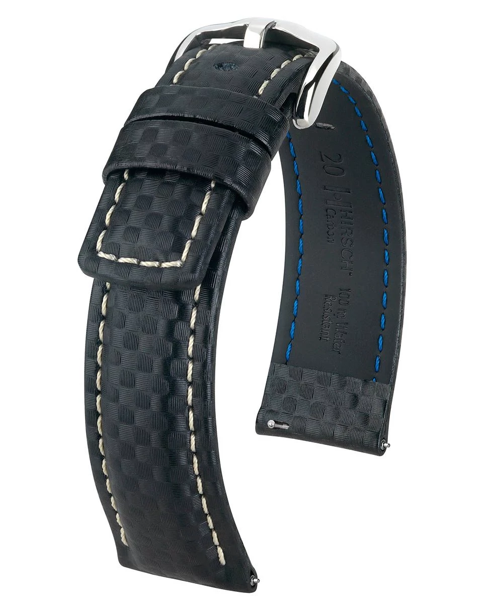 Hirsch fekete borjú bőr óraszíj  20mm - Carbon XL - 02592250-2-20