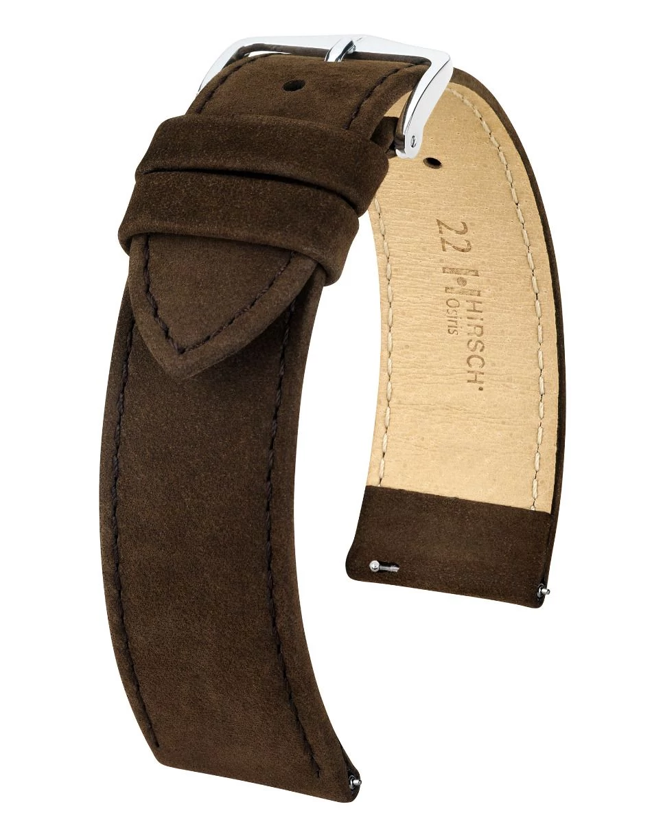 Hirsch barna borjú bőr óraszíj  18mm - Osiris Nubuk L - 03433010-2-18