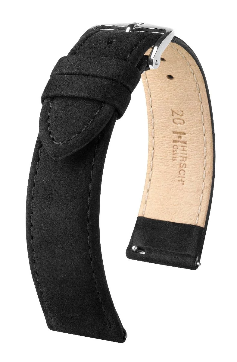 Hirsch fekete borjú bőr óraszíj  18mm - Osiris Nubuk L - 03433050-2-18