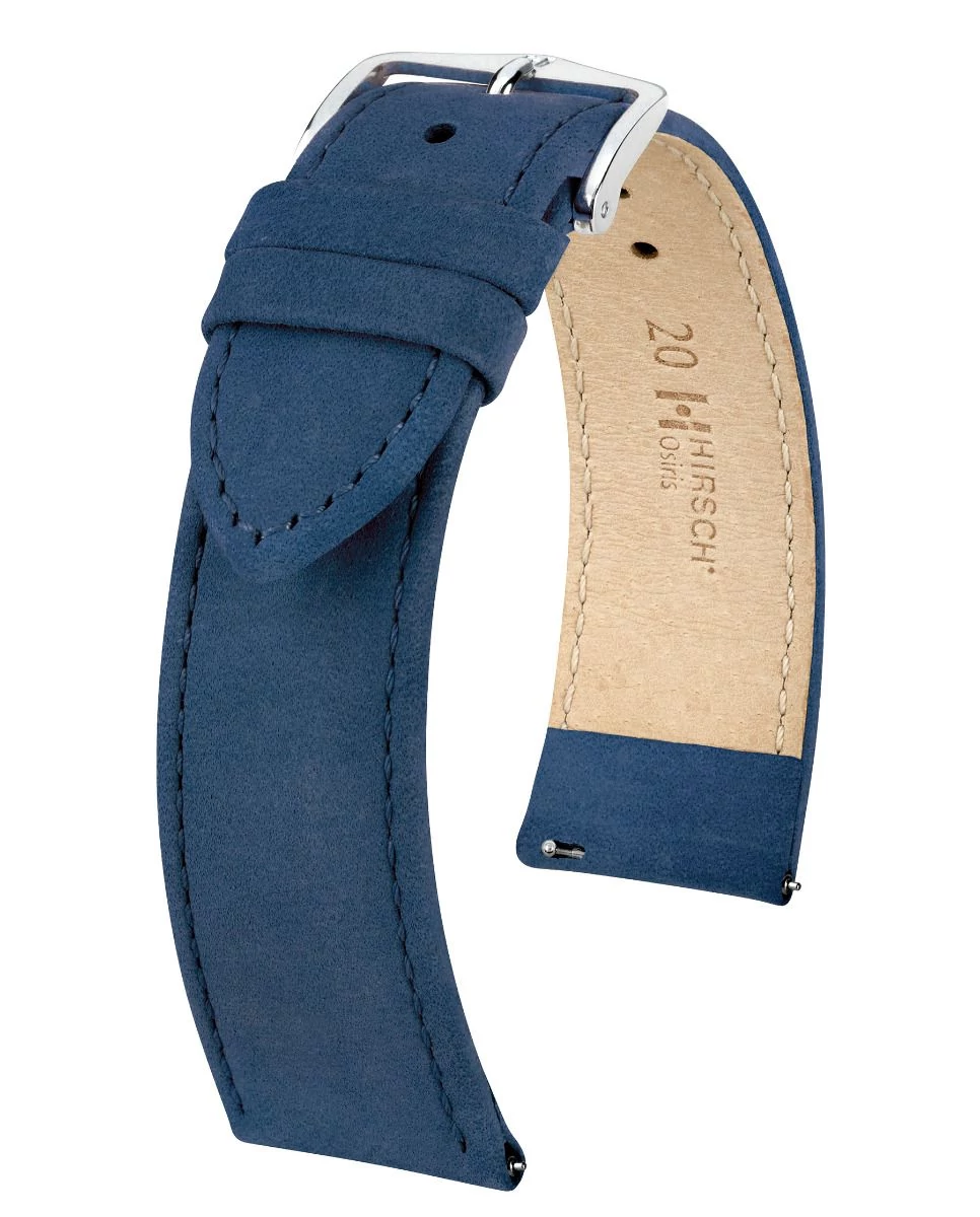 Hirsch kék borjú bőr óraszíj  20mm - Osiris Nubuk L - 03433080-2-20