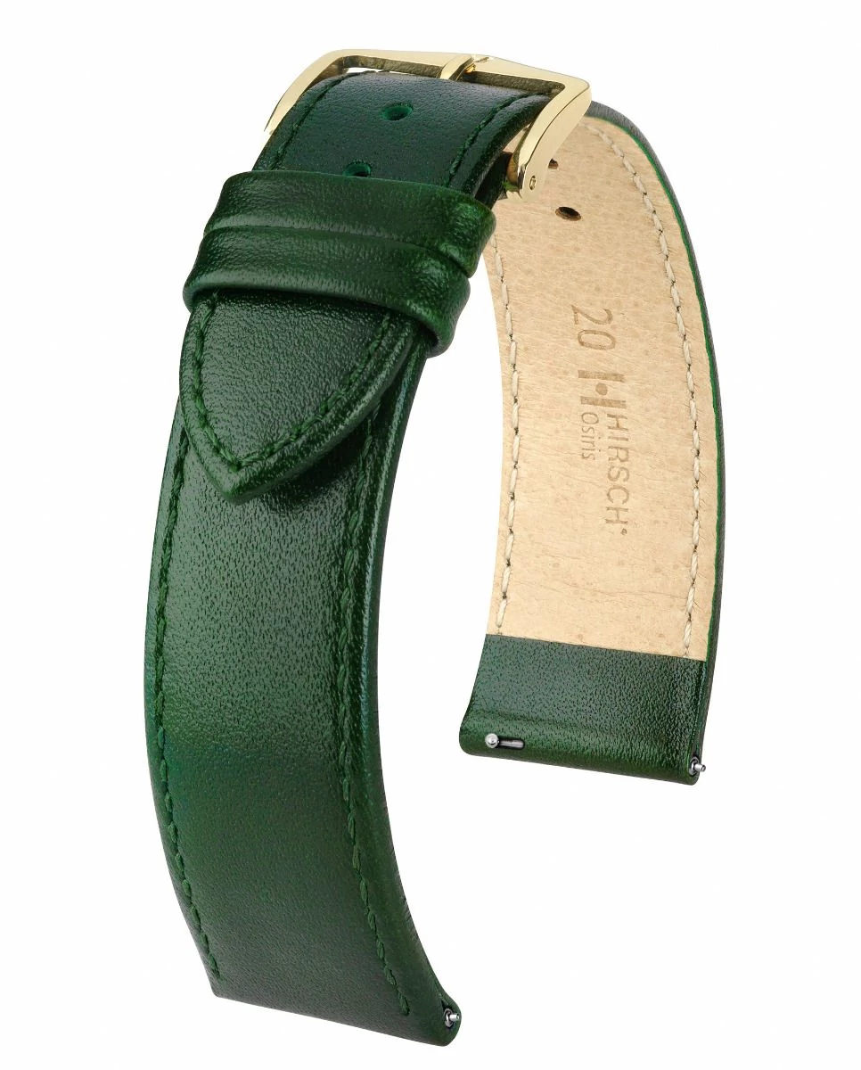 Hirsch sötétzöld borjú bőr óraszíj  18mm - Osiris L - 03475040-1-18