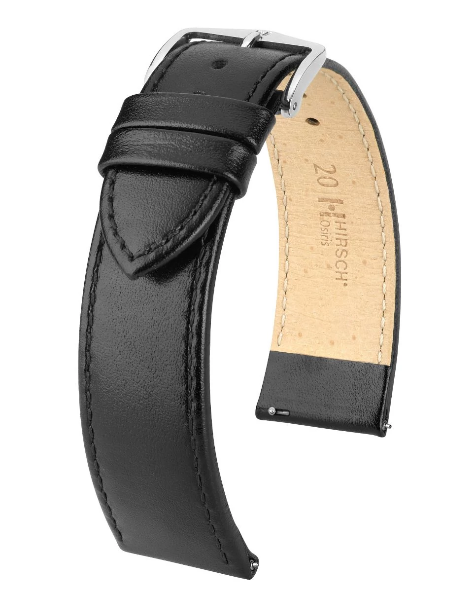 Hirsch fekete borjú bőr óraszíj  20mm - Osiris M - 03475150-2-20