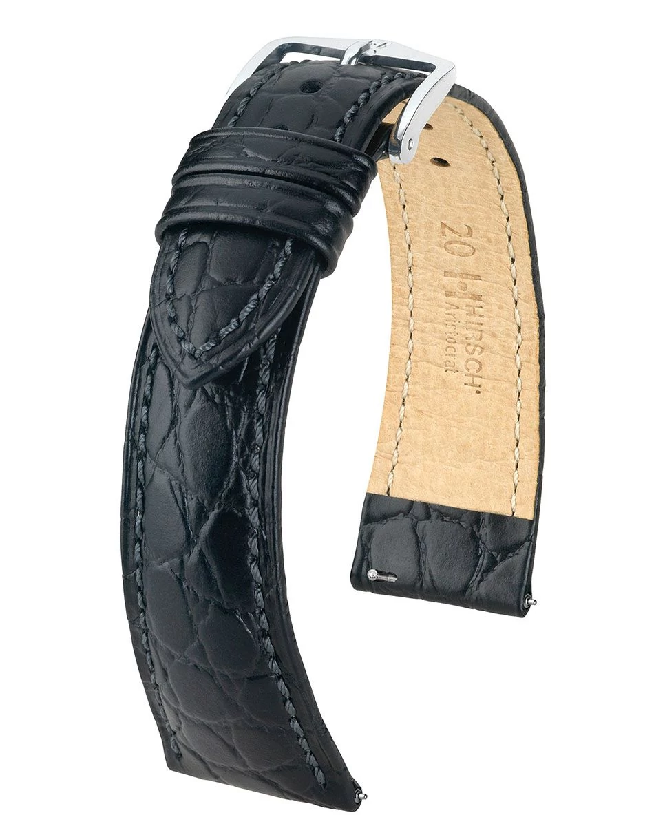 Hirsch fekete borjú bőr óraszíj  18mm - Aristocrat L - 03828050-2-18