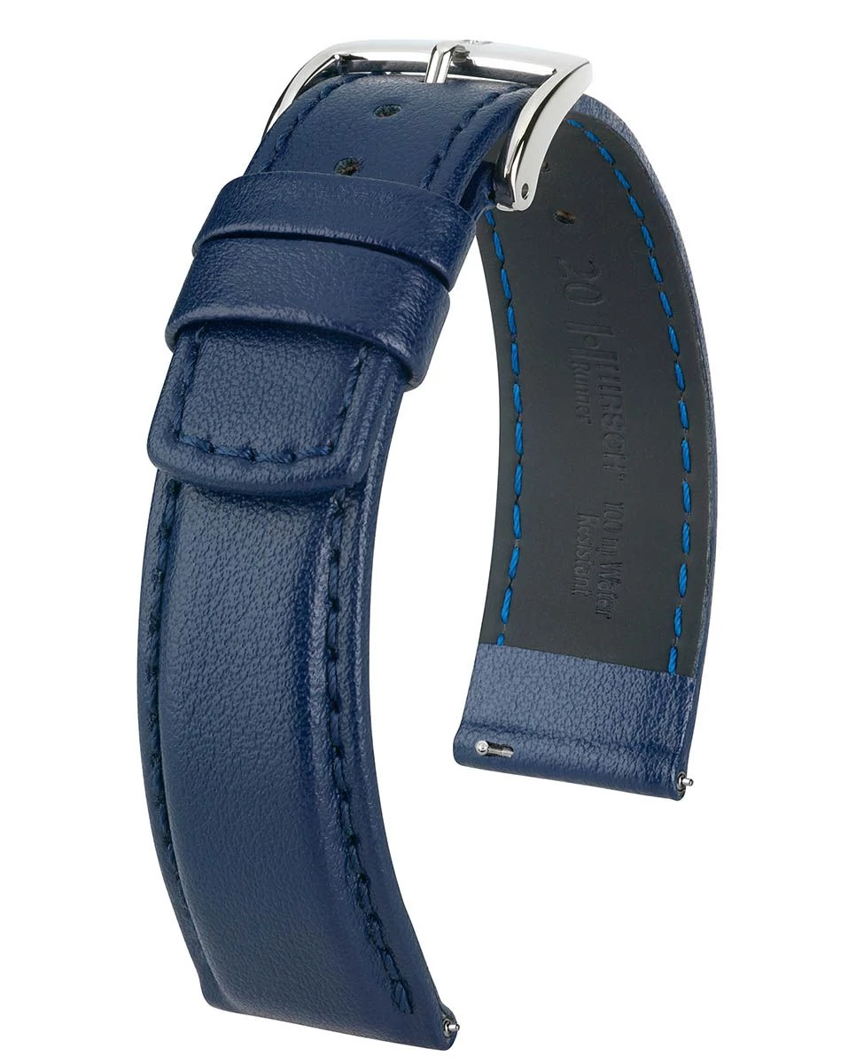 Hirsch kék borjú bőr óraszíj  21mm - Runner L - 04002080-2-21