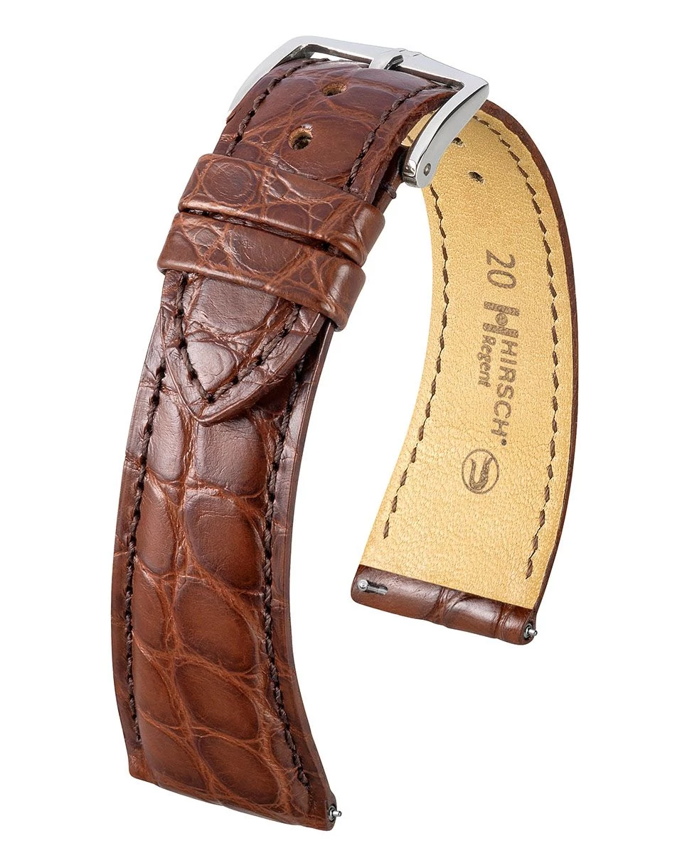 Hirsch barna aligátor bőr óraszíj  18mm - Regent L - 04107019-2-18