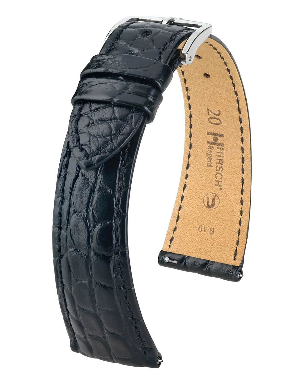 Hirsch fekete aligátor bőr óraszíj  18mm - Regent L - 04107059-2-18