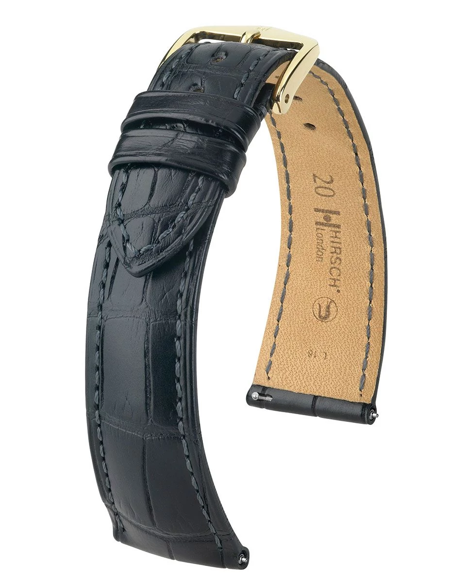 Hirsch fekete aligátor bőr óraszíj  14mm - London M - 04207159-1-14
