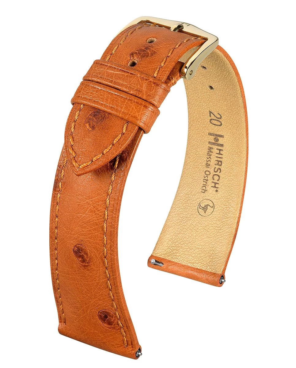 Hirsch aranybarna strucc bőr óraszíj  18mm - Massai Ostrich L - 04262070-1-18
