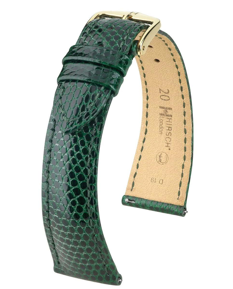 Hirsch zöld gyík bőr óraszíj  14mm - London M - 04266140-1-14