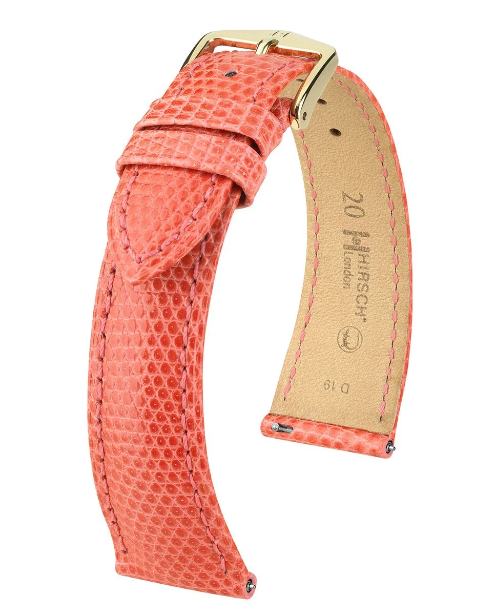 Hirsch rózsaszín gyík bőr óraszíj  14mm - London M - 04366122-1-14