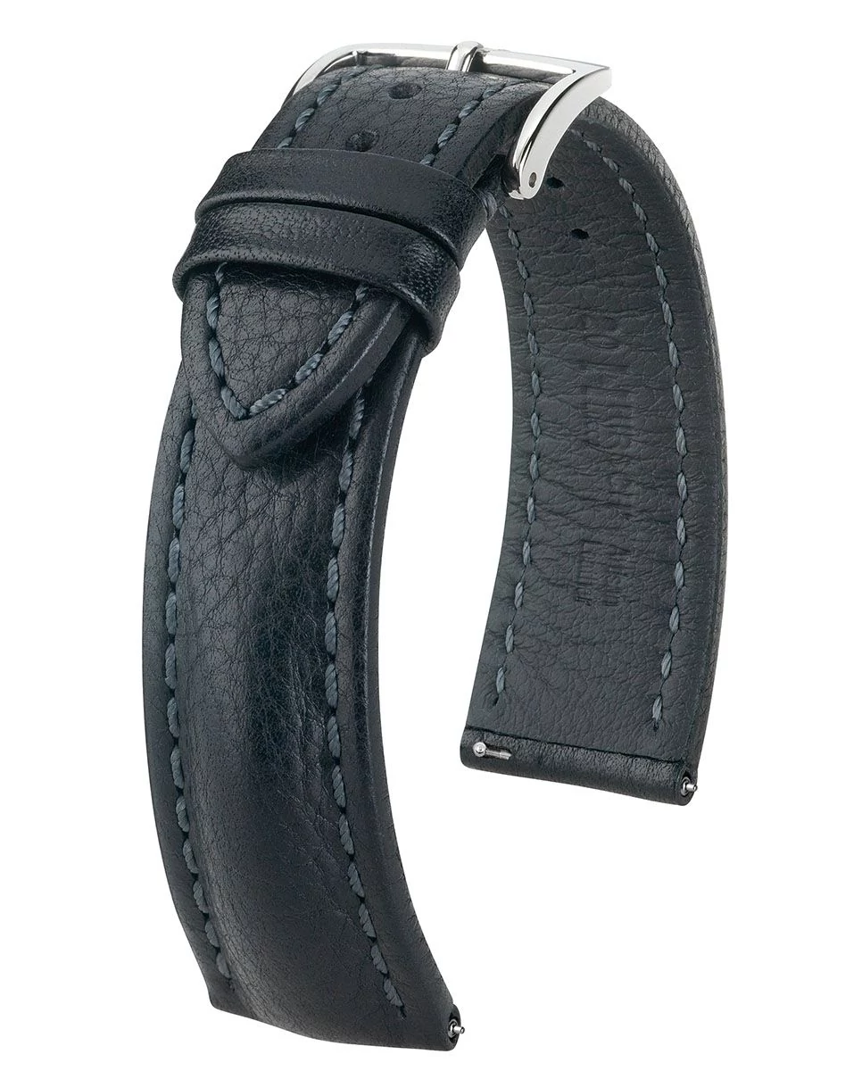 Hirsch fekete borjú bőr óraszíj  20mm - Lucca L - 04902050-2-20