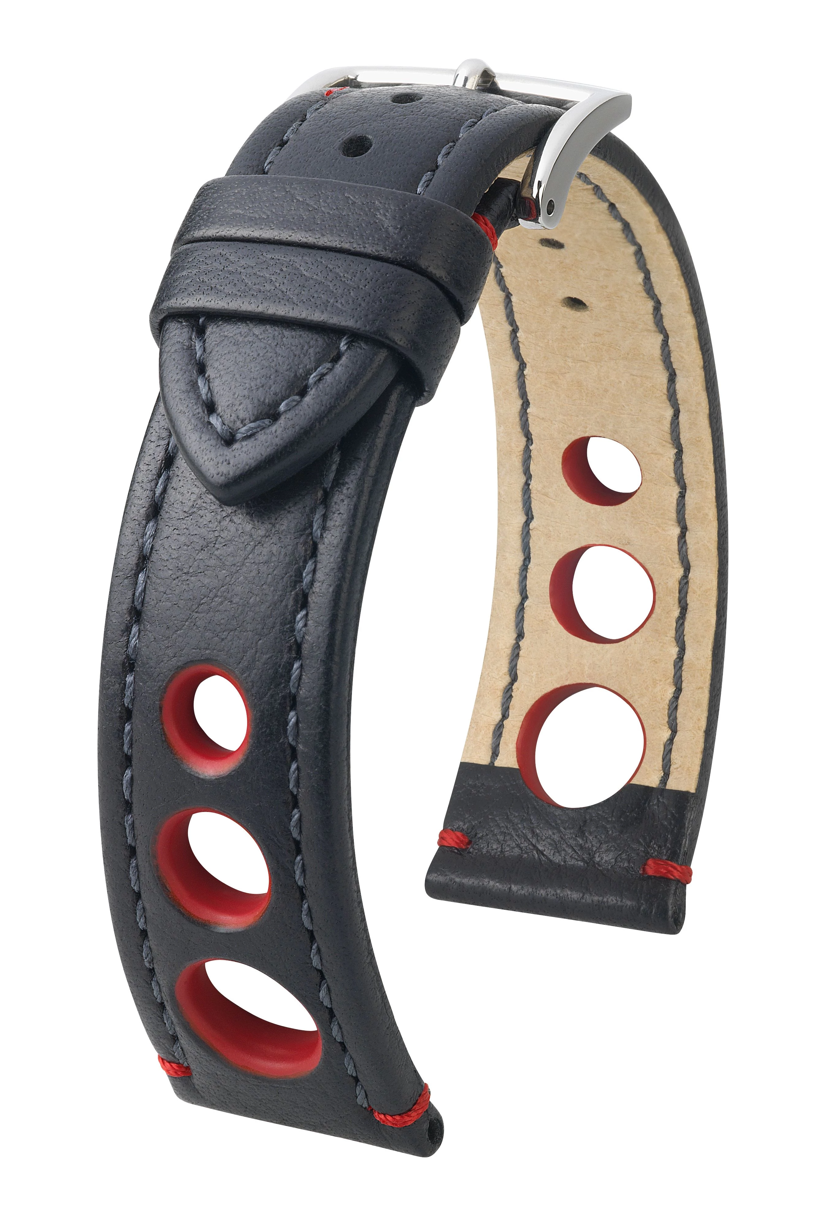 Hirsch fekete borjú bőr óraszíj  20mm - Rally L - 05102052-2-20
