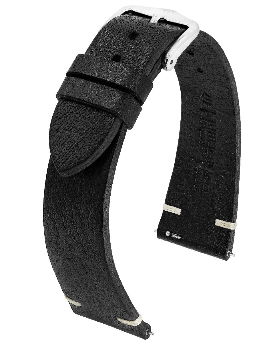 Hirsch fekete borjú bőr óraszíj  19mm - Bagnore L - 05502050-2-19