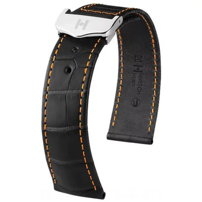Hirsch fekete aligátor bőr óraszíj  22mm - Voyager - no buckle - 07107457-0-2218
