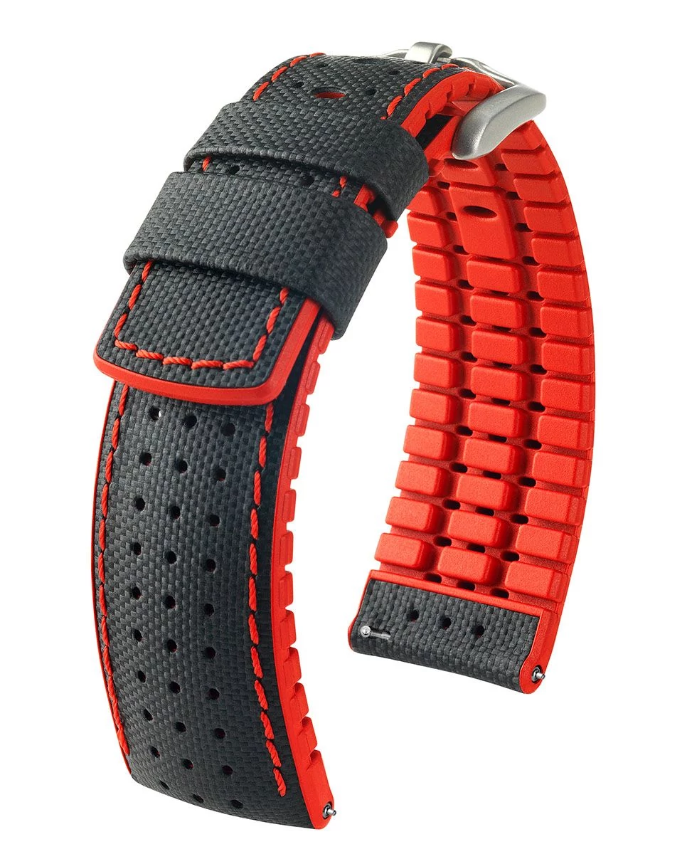 Hirsch fekete borjú bőr/ kaucsuk óraszíj  20mm - Robby L - 0912094050-4-20
