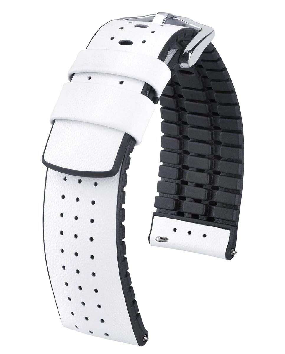 Hirsch fehér borjú bőr/ kaucsuk óraszíj  22mm - Tiger L - 0915075000-2-22