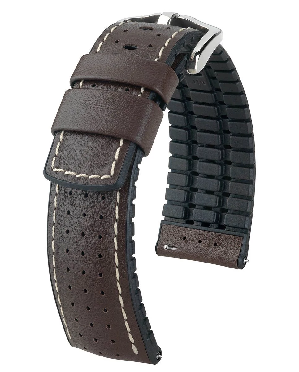 Hirsch barna borjú bőr/ kaucsuk óraszíj  20mm - Tiger L - 0915075010-2-20