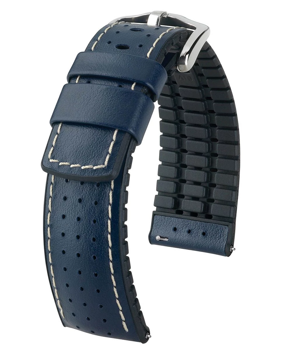 Hirsch kék borjú bőr/ kaucsuk óraszíj  18mm - Tiger L - 0915075080-2-18