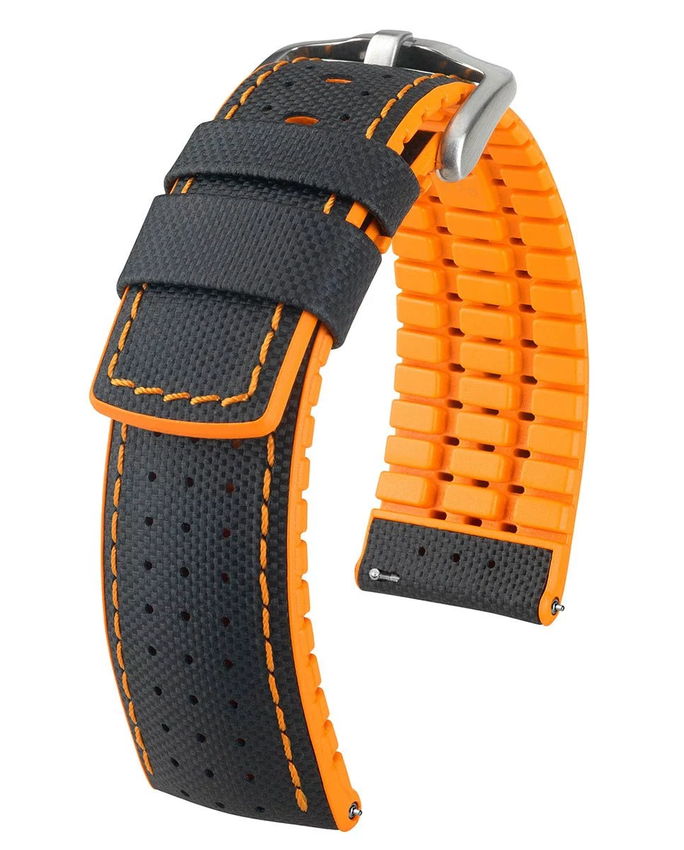 Hirsch fekete borjú bőr/ kaucsuk óraszíj  20mm - Robby L - 0917694050-4-20