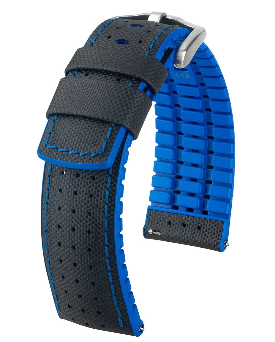 Hirsch fekete borjú bőr/ kaucsuk óraszíj  20mm - Robby L - 0918094050-4-20