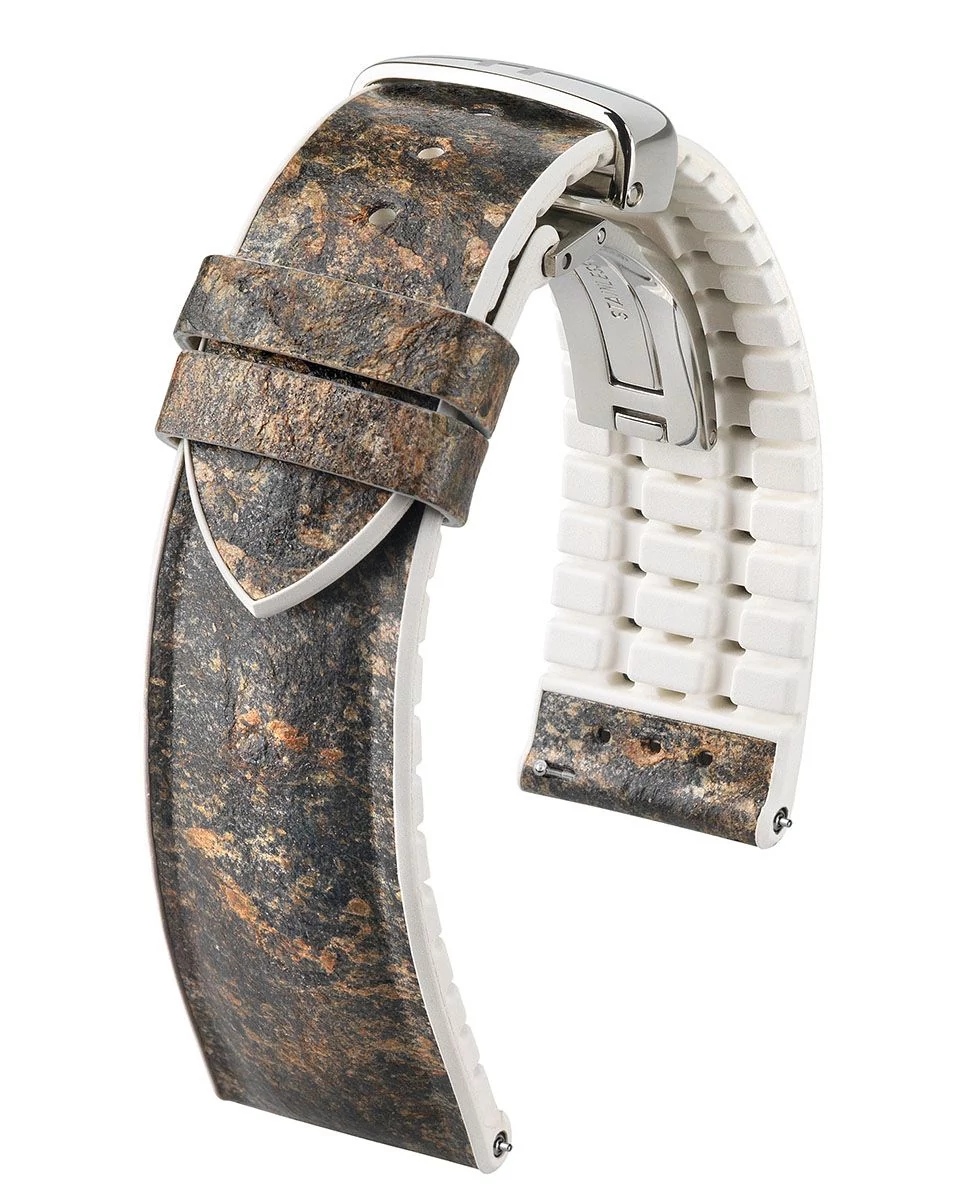Hirsch szürke vegán bőr/ kaucsuk óraszíj  18mm - Stone M - 0920044131-2-18