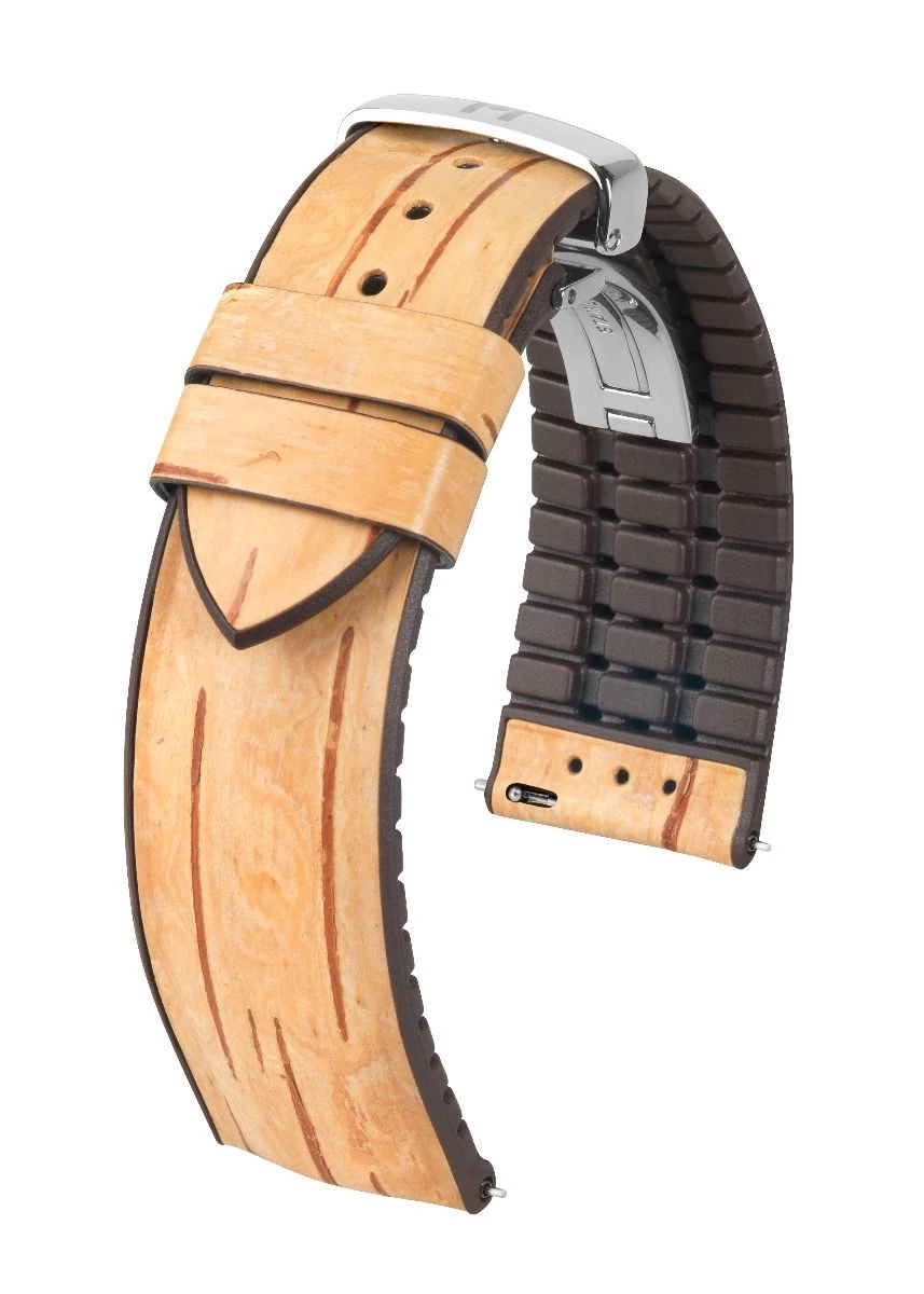 Hirsch bézs vegán bőr/ kaucsuk óraszíj  22mm - Birch L - 0921045090-2-22