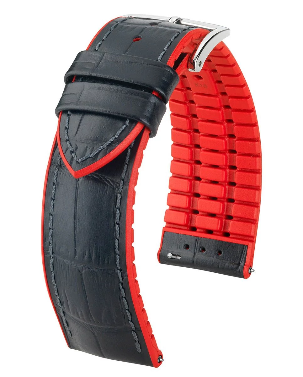 Hirsch fekete borjú bőr/ kaucsuk óraszíj  20mm - Andy L - 0922028050-2-20