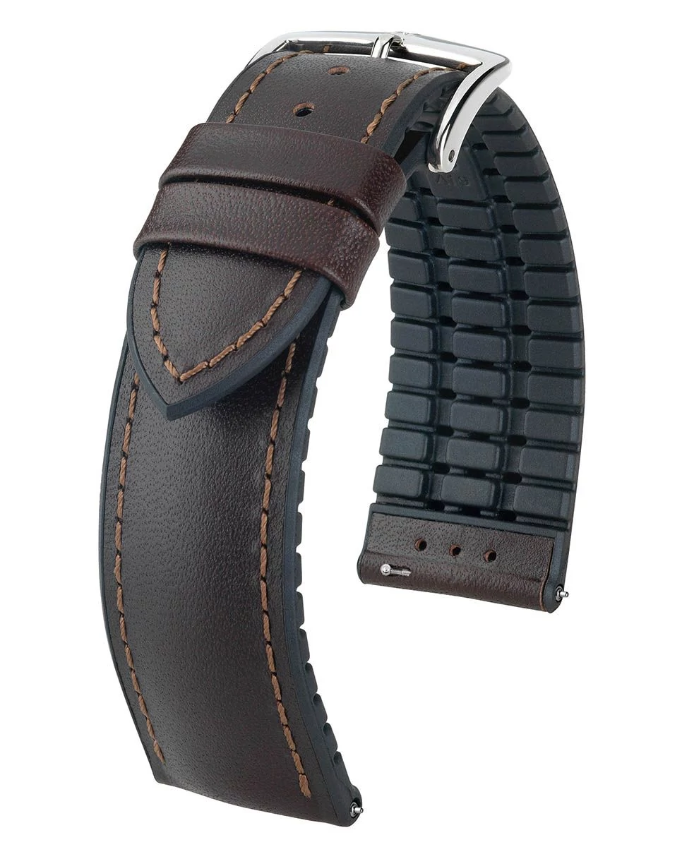 Hirsch barna borjú bőr/ kaucsuk óraszíj  18mm - James L - 0925002010-2-18