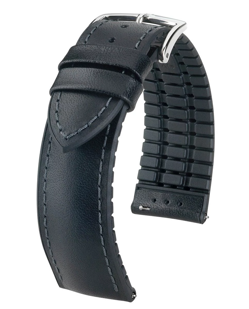Hirsch fekete borjú bőr/ kaucsuk óraszíj  18mm - James L - 0925002050-2-18