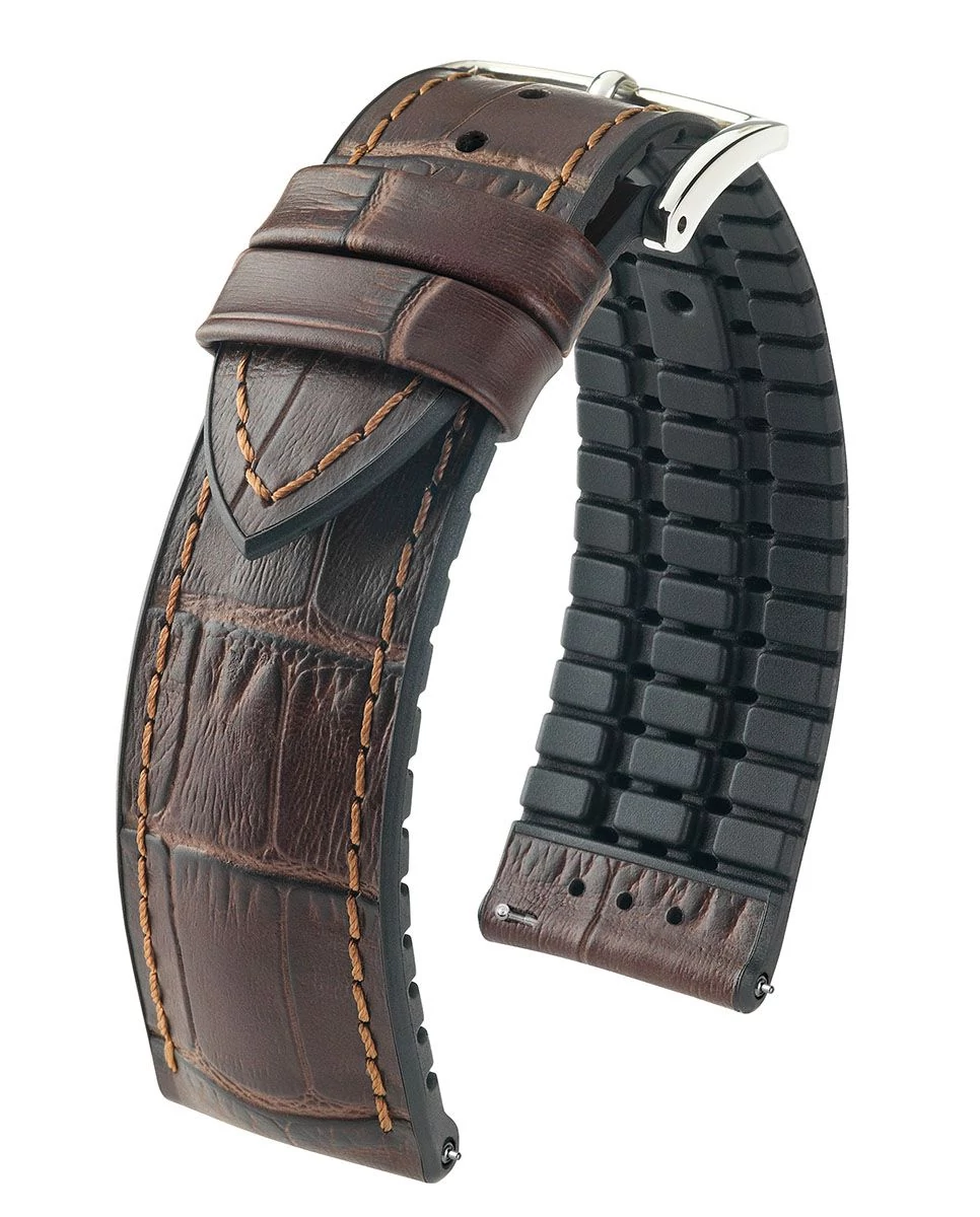 Hirsch barna borjú bőr/ kaucsuk óraszíj  18mm - Paul L - 0925028010-2-18